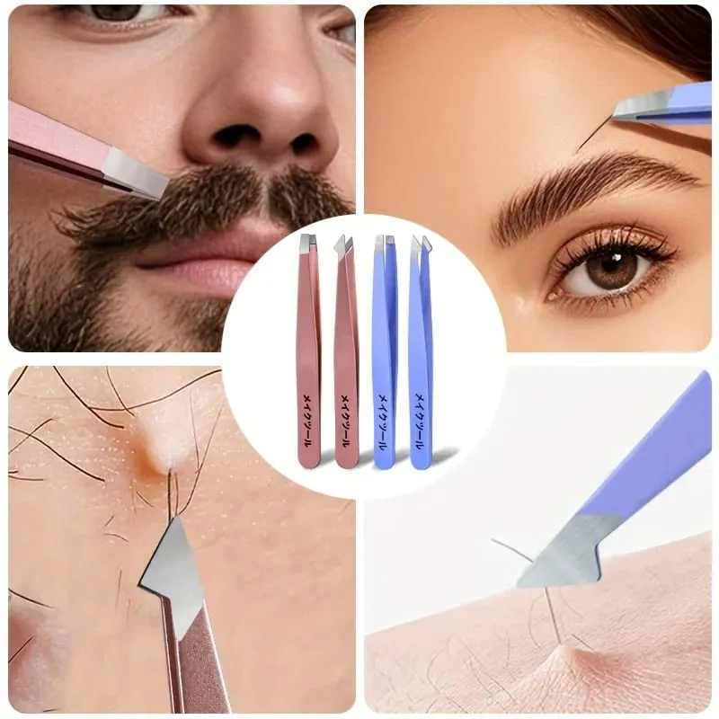 2 Pcs Set Professional Tweezers with a Storage Case Perfect for Removing Facial Hair Splinters And Ingrown Hairs Eyebrow Clip — image 3