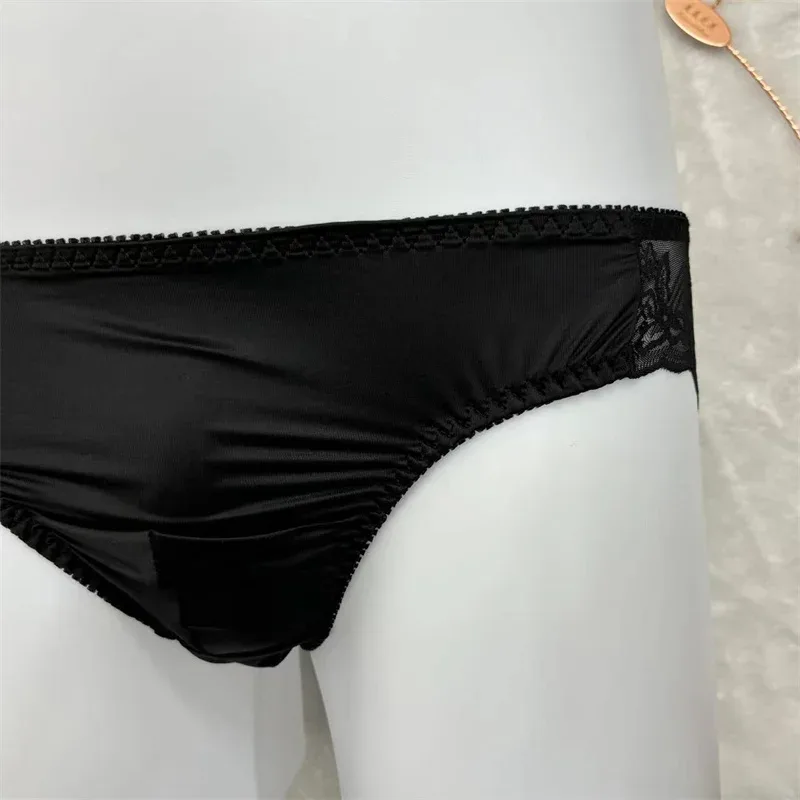Cuecas sissy masculinas, cuecas de biquíni, lingerie com acabamento em renda, roupa íntima gay masculina crossdress, roupa íntima sexy para homens — image 13