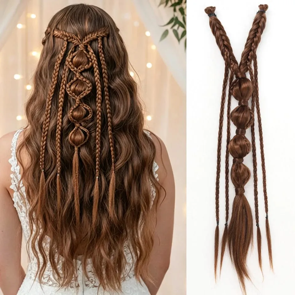 Synthetic Long Twist Braid Bubble Ponytail Extensions With U-shaped BB Clip 24 Inch Braided Wig Extensions For Women Daily Party — image 8