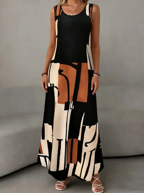 Women's Summer Dress Simple Grid Pattern Design Fashion Round Neck Woman Clothes Casual Cool Sexy Sleeveless Dresses for Woman — image 10