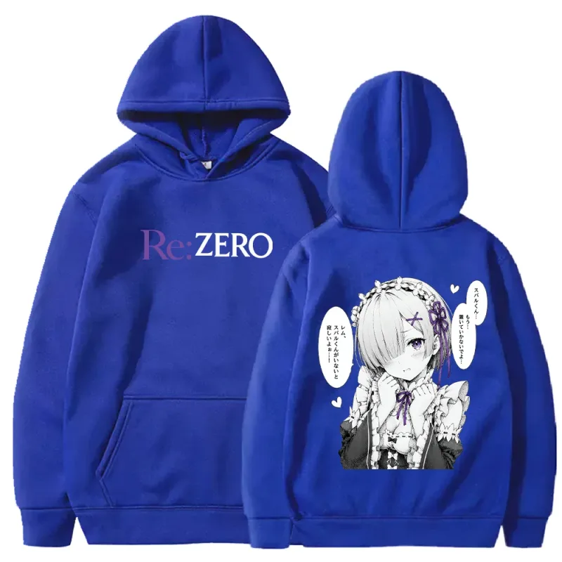 Rem manga re: zero impresso hoodies moda harajuku streetwear roupas masculinas femininas outono manga longa casual velo com capuz pulôver — image 10