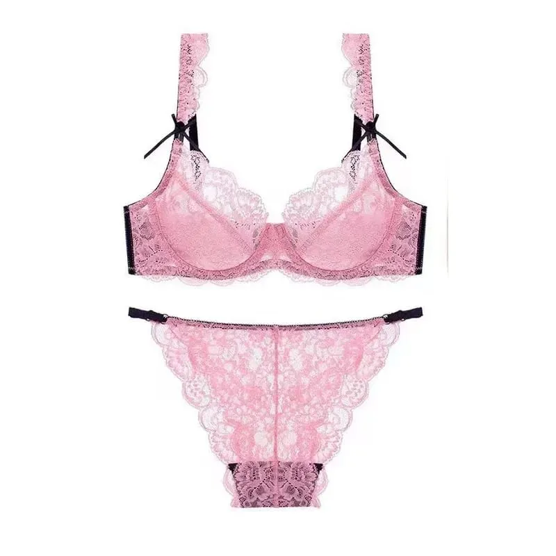 Lace Minimizer Bra Ultra Thin Sponge Free Wirefree Seamless Full Coverage Bust Push Up Comfort Lingerie Set BANERDANNI