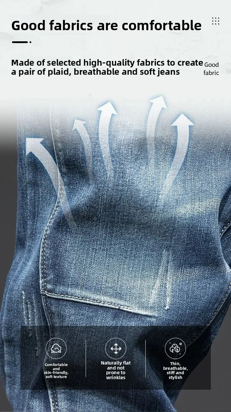Splicing Elastic Large Size Loose Elastic Jeans Men's Autumn Korean Trend Pants Men's Harlan Denim Trousers Men Bootcut Jeans — image 7