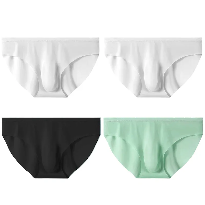 4pcs 남자의 얼음 실크 팬티 여름 투명 원활한 섹시한 빠른 건조 유행 통기성 속옷 초박형 팬티 — image 20