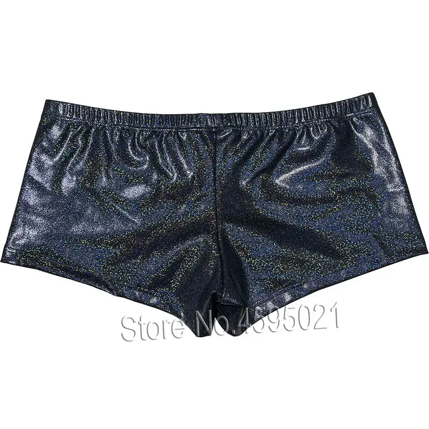 Cueca boxer masculina, roupa íntima com protuberância, calções quentes de couro metálico, calcinha esportiva brilhante, respirável, festa de banho de sol — image 1