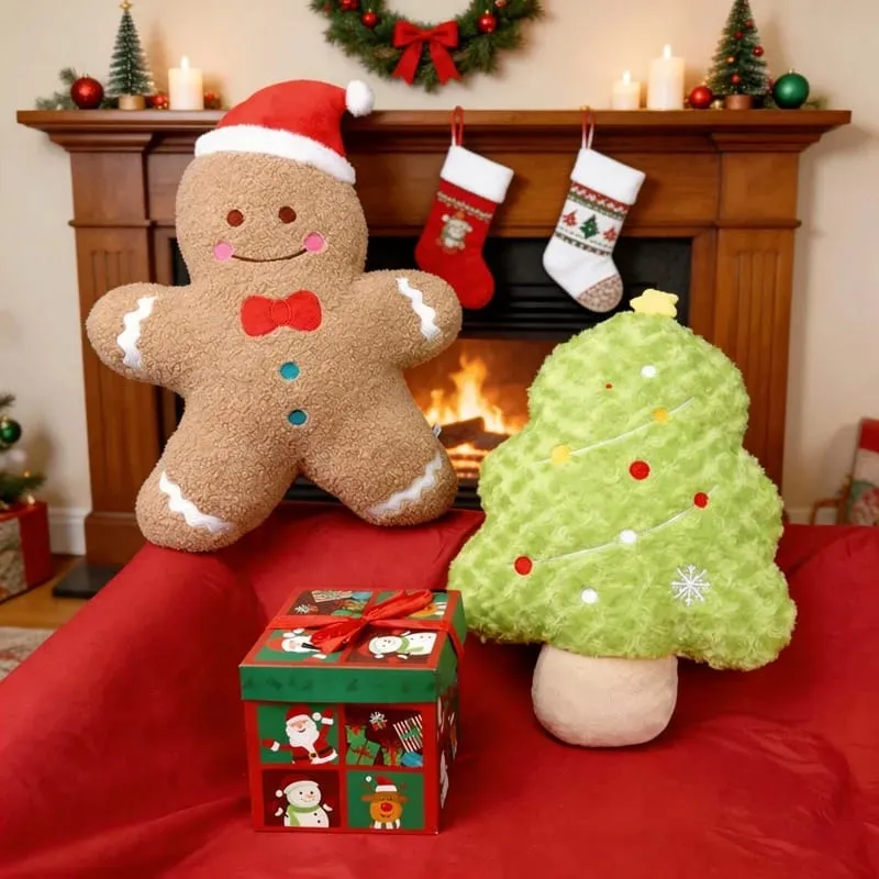 Christmas Tree Snowman Gingerbread Man Plush Pillow Soft Sofa Cushion Napping Pillow Adorably Room Decor Toys Christmas Gift — image 3