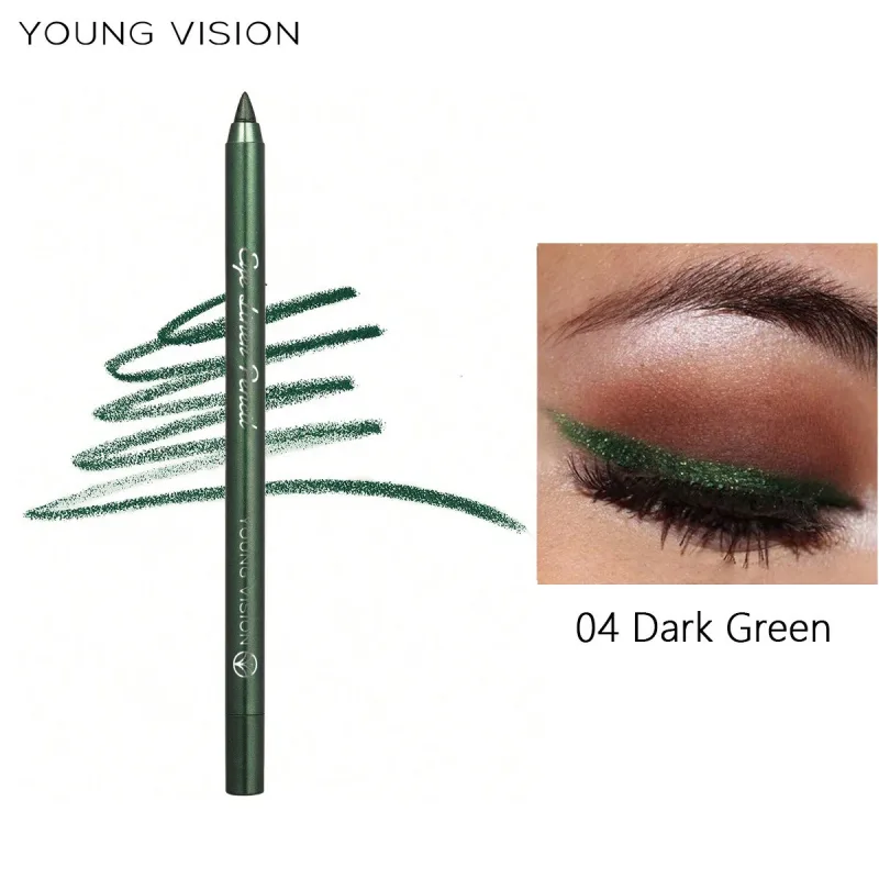 Waterproof Pearlescent Blue Green Eyeliner Pencil Long-Lasting Metallic Glitter Eye Liner Gel High Pigmented Punk Eye Makeup — image 9