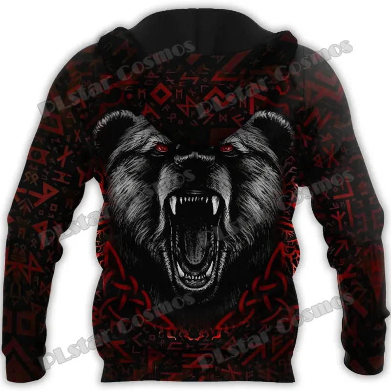 Raven Odin Tattoo Helm of Awe Runes 3D Printed Fashion Men's Zipper Hoodie Autumn Streetwear Unisex Casual Zip Up Hoodies HW62 — image 5