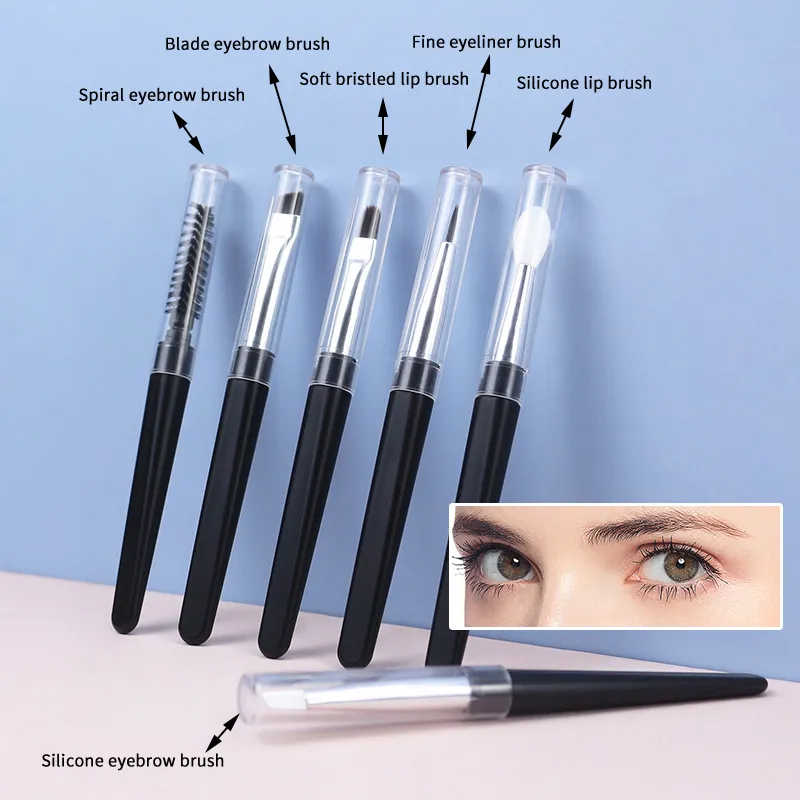 ★▲1PC Portable Eyeshadow Makeup Brushes Travel Size Makeup Brushes Eyebrow Silicone Glit Essential Cosmetic Tools With Lid — image 2