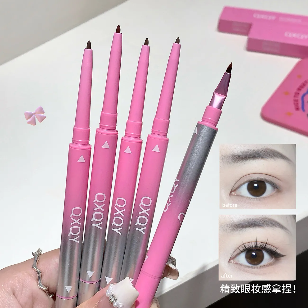 Punk Red Eyebrow & Eyeliner Gel 2 In 1 With Angled Brush Smudge-Proof Waterproof Creamy Smooth for Brows & Under Eye Makeup — image 2