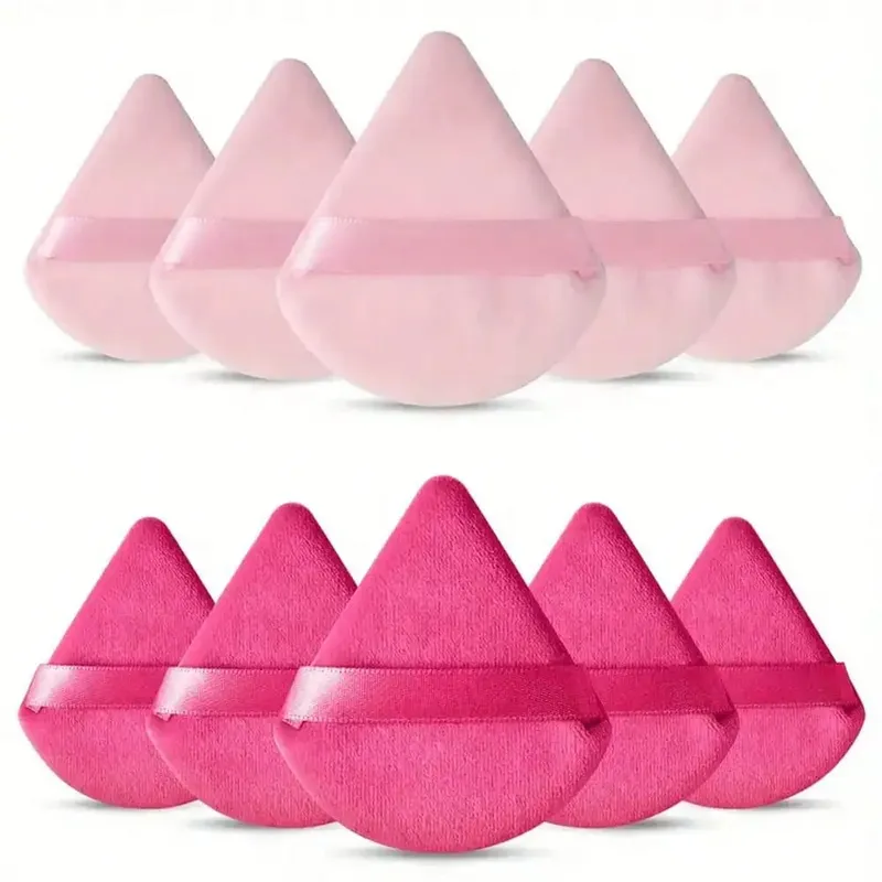 10 Pcs Triangle Velvet Powder Puff Pizza Flours Mini Face Makeup Sponge Cosmetics Washable Lightweight Makeup Tool — image 10
