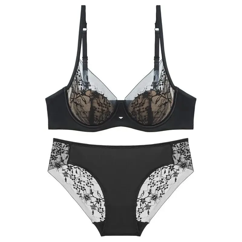 Elegant Lace Lingerie Set Thin Cup Minimizer Bra Panty Breathable Comfort Intimates Suit For Big Bust Size 32‑38 Daily Underwear — image 10