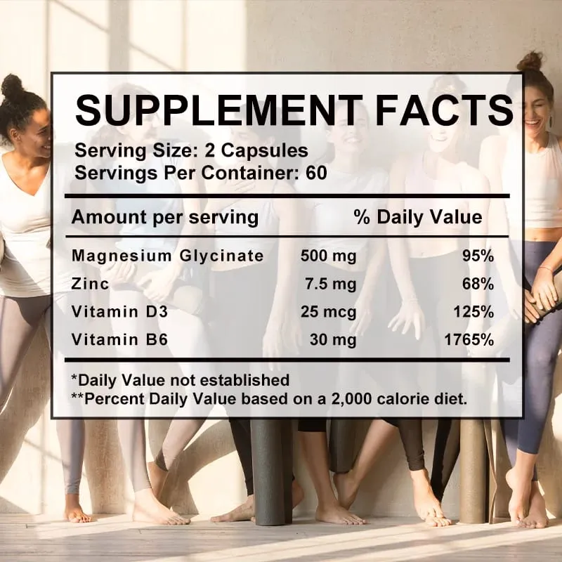 Kapsul Magnesium Glycinate D3 B6 untuk Otot Saraf Tidur Relaksasi dan Suplemen Kesihatan Jantung — image 4