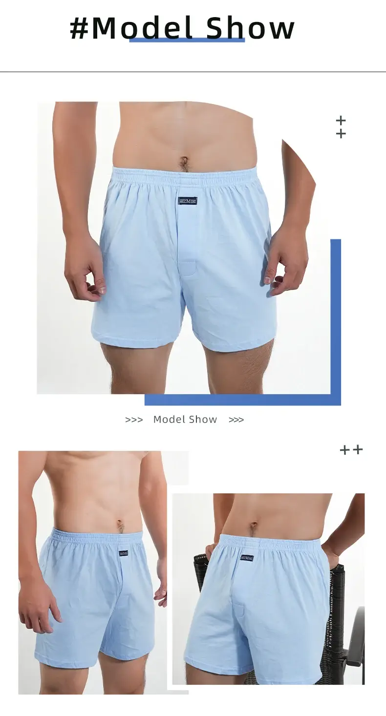 1 Pc Grote Onderbroek Effen Pyjamabroek Thuis Plus Size Boxers Korte Voor Mannen Hoge Taille Allo Broek Katoenen Broek slaap Bodems — image 4