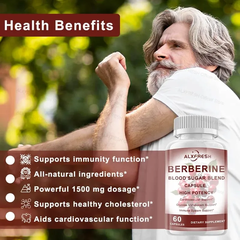 Berberine Capsules For Regulate Blood Sugar Improve Insulin Resistance Improve Blood Lipid Metabolism Support Intestinal Health