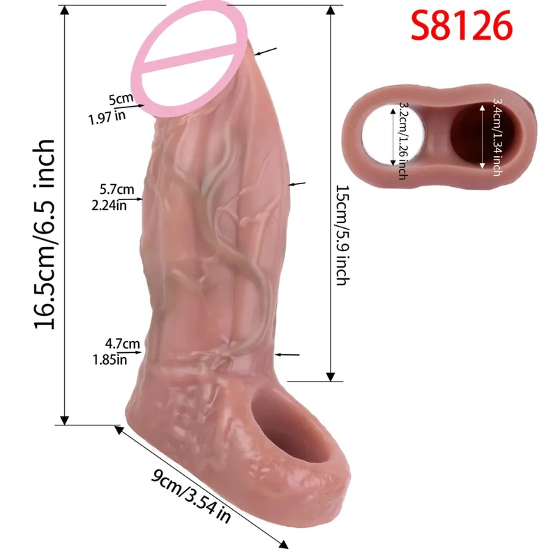 Close Head Realistic Penis Sleeve Szexjátékok férfiaknak Késleltetett magömlés Púshosszabbító Pároknak Sex Pleasure Sexshop — image 15