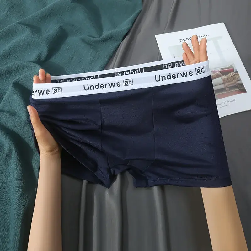 3PCS Men Middle Waist Printed Boxers Shorts Solid Color Simple Casual Briefs Underwear Breathable Comfortable Panties L-2XL — image 3