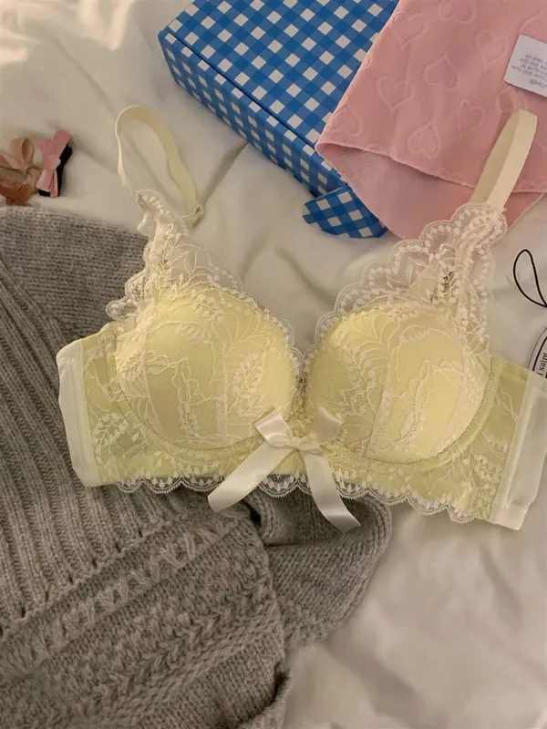 Žhavá prodejná bezdrátová krajková podprsenka Ženy Malé poprsí Silné vycpávky Push Up Lift Anti Sage Boční podpora Sexy spodní prádlo 32‑38 AB — image 10