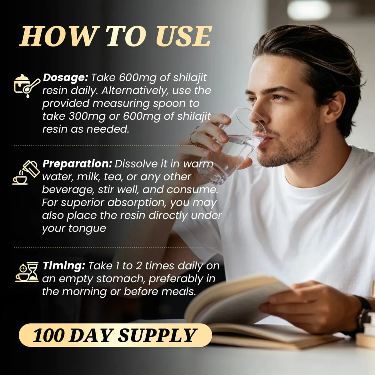 Suppléments minéraux Shilajit originaux de haute pureté Mulittea avec plus de 85 oligo-éléments et acide fulvique pour l'endurance énergétique de l'homme — image 6