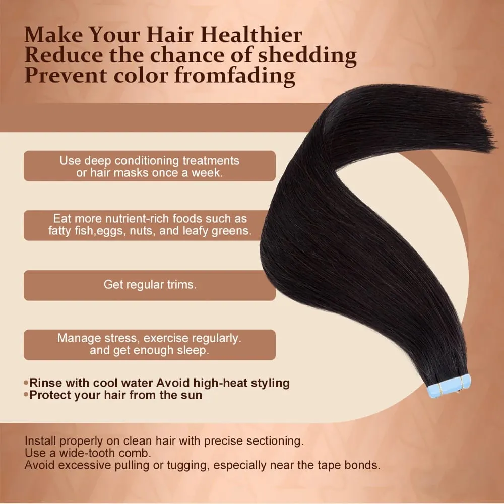 Fita reta em extensões de cabelo humano 16-26 polegadas 100% natural fita adesiva invisível real ins para mulher — image 5