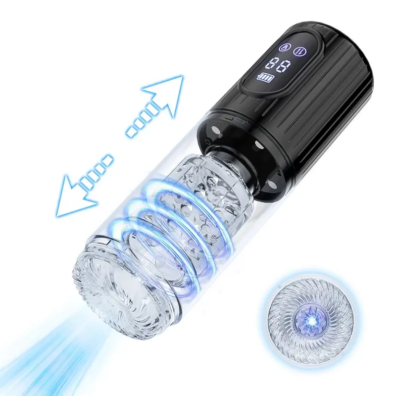 Masturbador masculino automático rotação telescópica homem masturbação copo lcd simulação digital boquete masturbador brinquedo sexual para homem — image 14