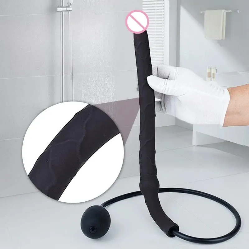 Novo super longo inflável expansão vibrador butt plug penetração profunda massagem de próstata grande pau plug anal brinquedos sexuais para homens — image 2