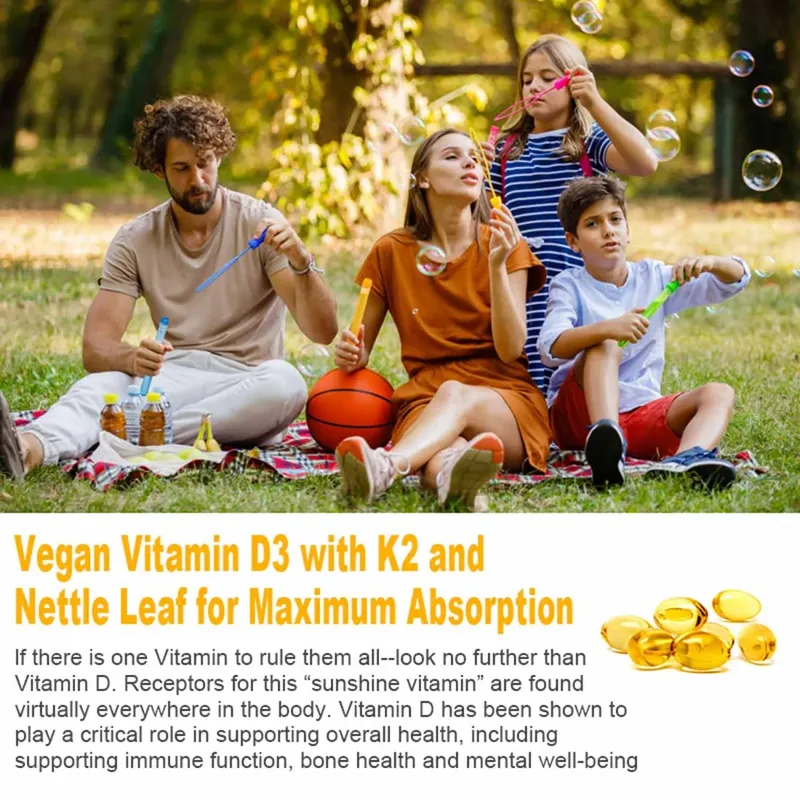 Vitamin D3 K2 Capsule - 20 000 IU Vitamin D3 Supports Bone & Teeth Health Calcium Metabolism Daily Body Wellness Supplement — image 4