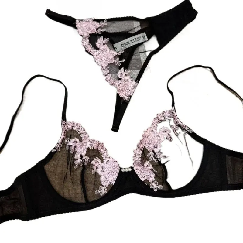Novo modelo conjunto Soutien Gorge Culotte Dentelle Ultra Fine Brodée Femme Push Up Sans Couture Lingerie confortável Intime