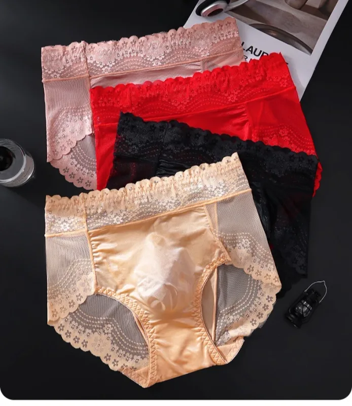 Flower Lace Mesh Hollow Out Sexy Men's Underwear Ice Silk Breathable Seamless Manipis na Triangle na Pantalon Malambot Traceless Panlalaki Briefs — image 10