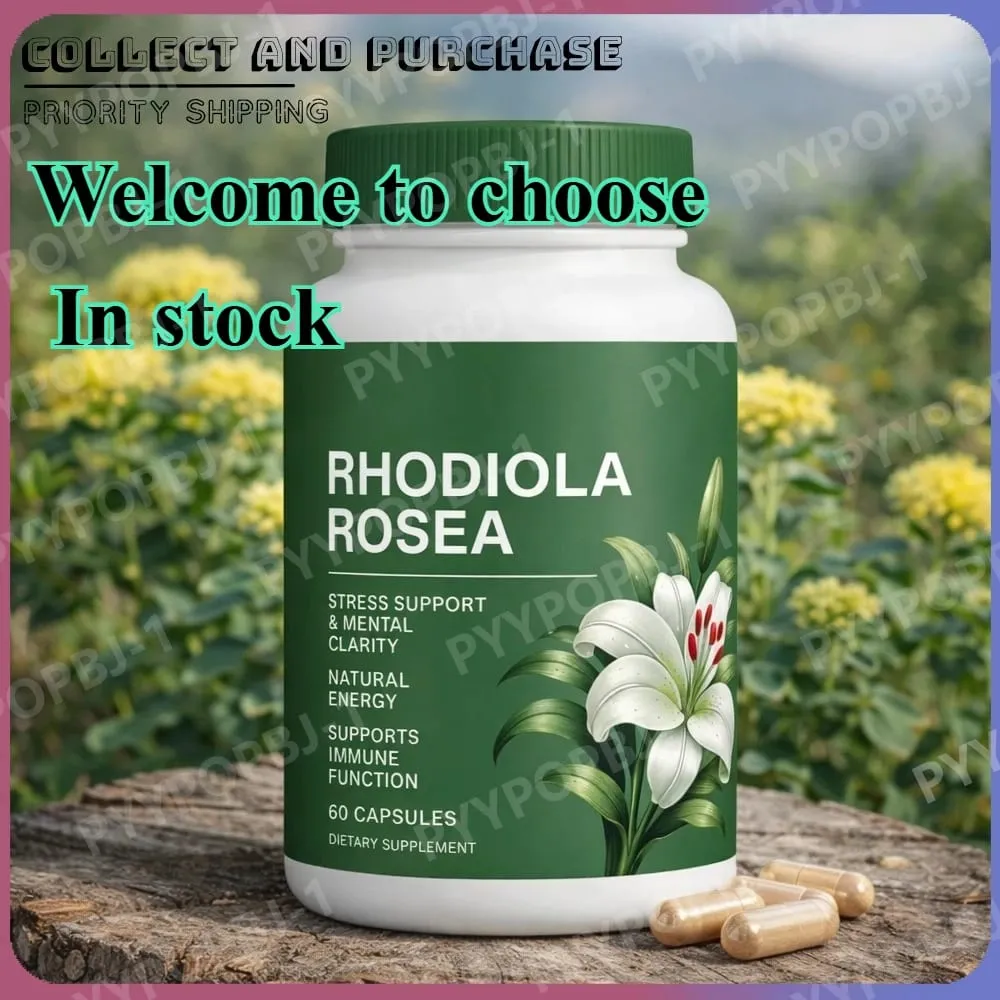 500mg Rhodiola Rosea Capsules Natural Herbaceous Plants Supplement for Daily Stress Support & Energy Balance 60 Count Per Bottle — image 1