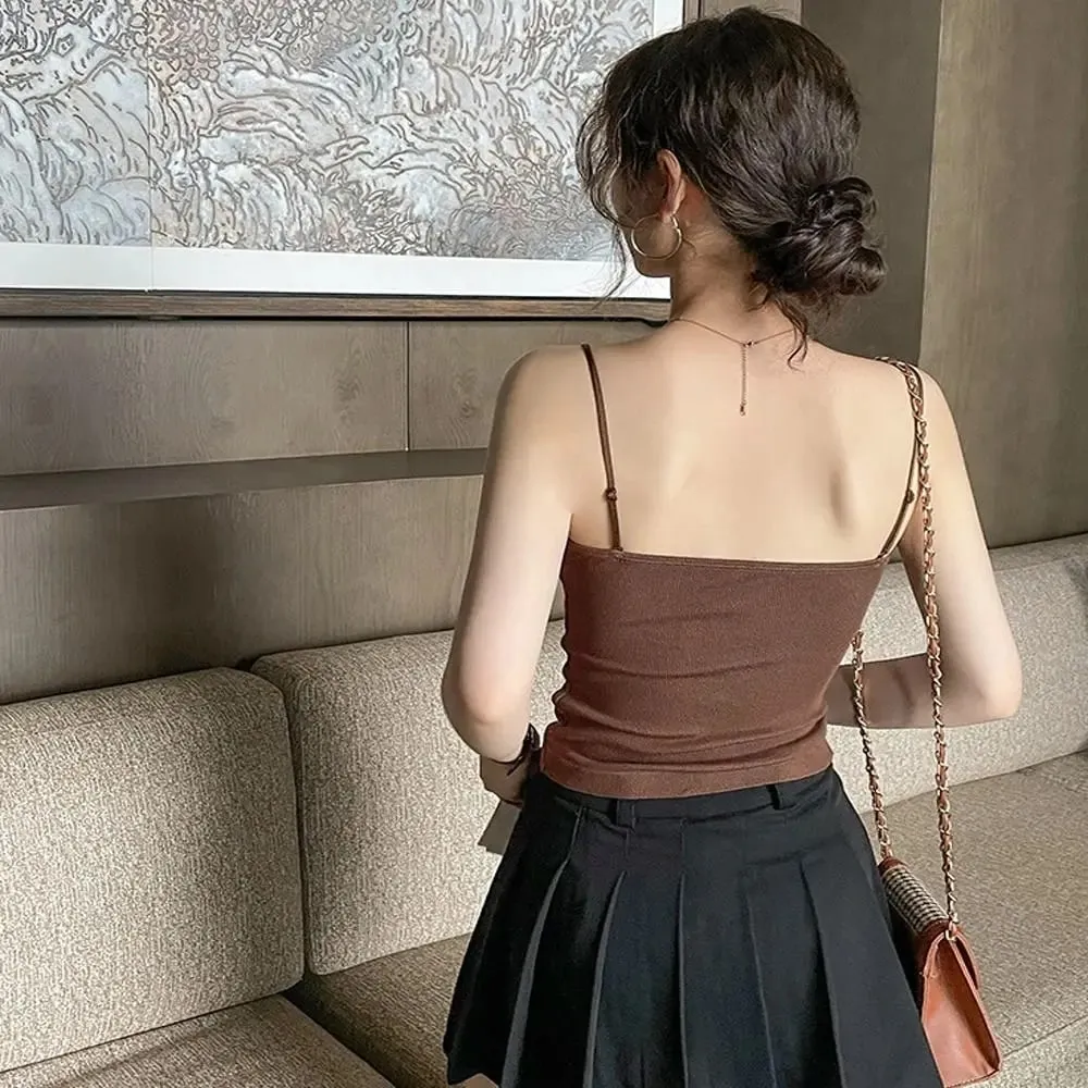 컴포트 통기성 레이스 캐미솔 스트랩 브라 솔리드 컬러 크롭 탑 섹시한 스타일 와이어 프리 여름 탑 — image 3