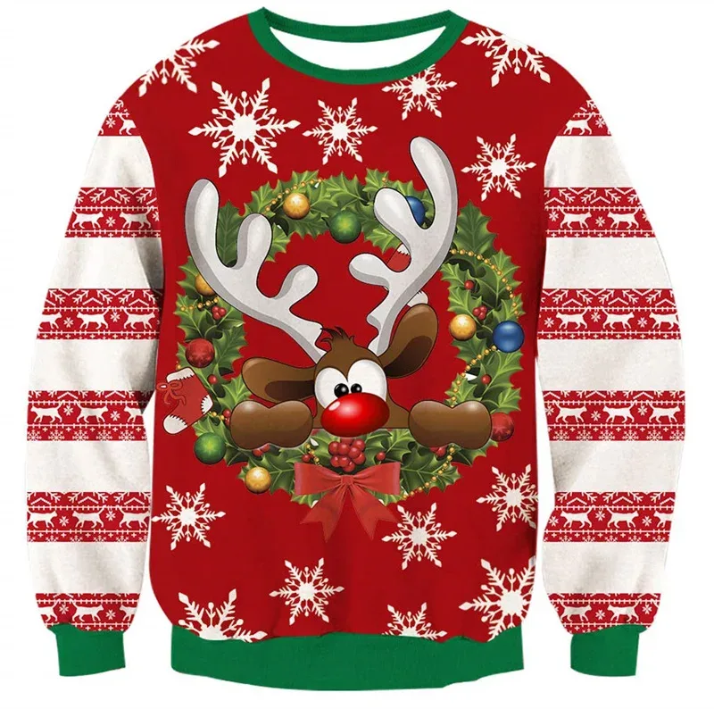 Ugly Christmas Sweater For Men Women Funny Novelty Xmas Sweatshirt 3d Printed Cartoon Animal Long Sleeve Pullover Hoodies Tops