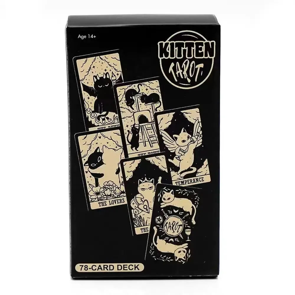 Kitten Tarot Cards 78PCS Black Cat Deck Oracle Divination Witchcraft Cute Animal Tarot For Beginners Spirituality Board Game Gif — image 2