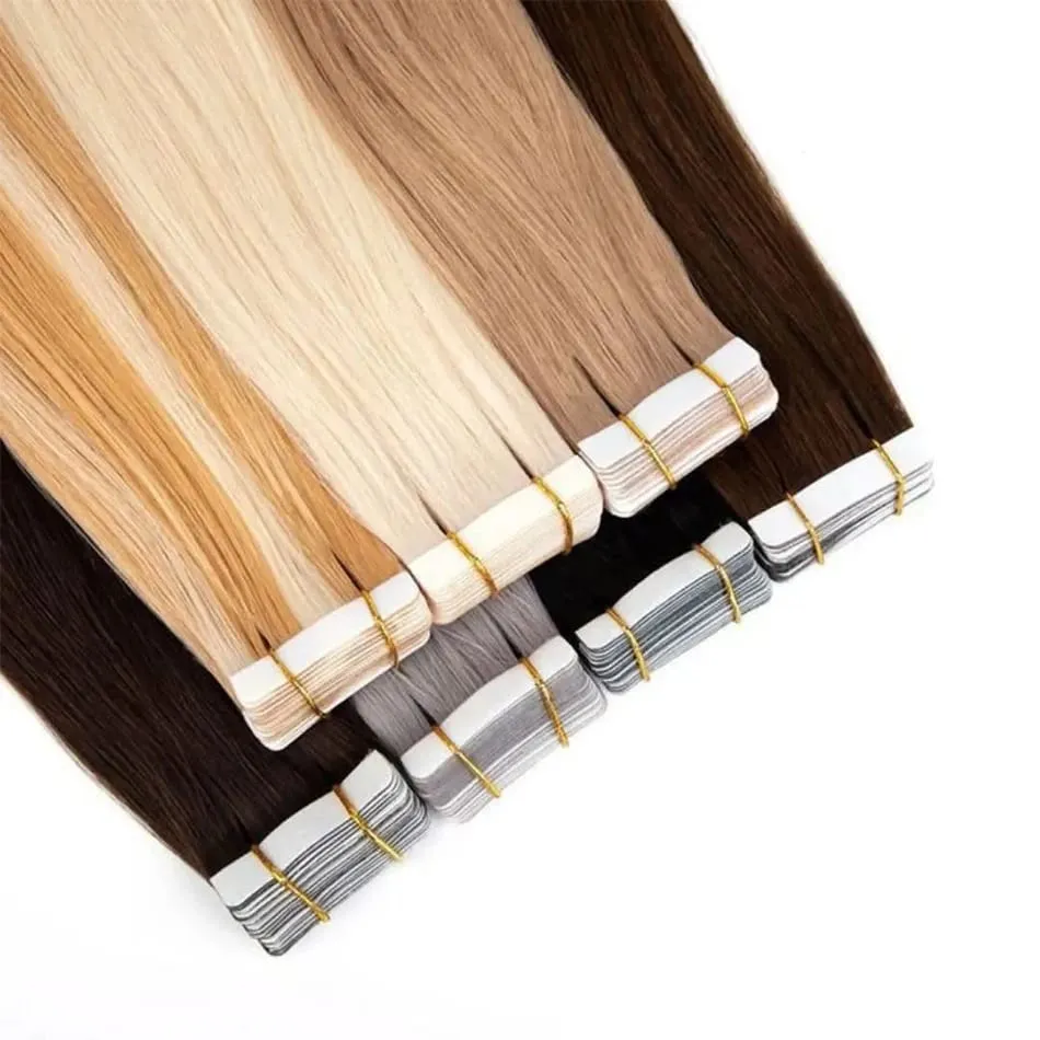 Full Shine Tape In 100% Remy Human Hair Straight Double Sided Blonde Comfortable Silky Natural Tape Ins For Women — image 2