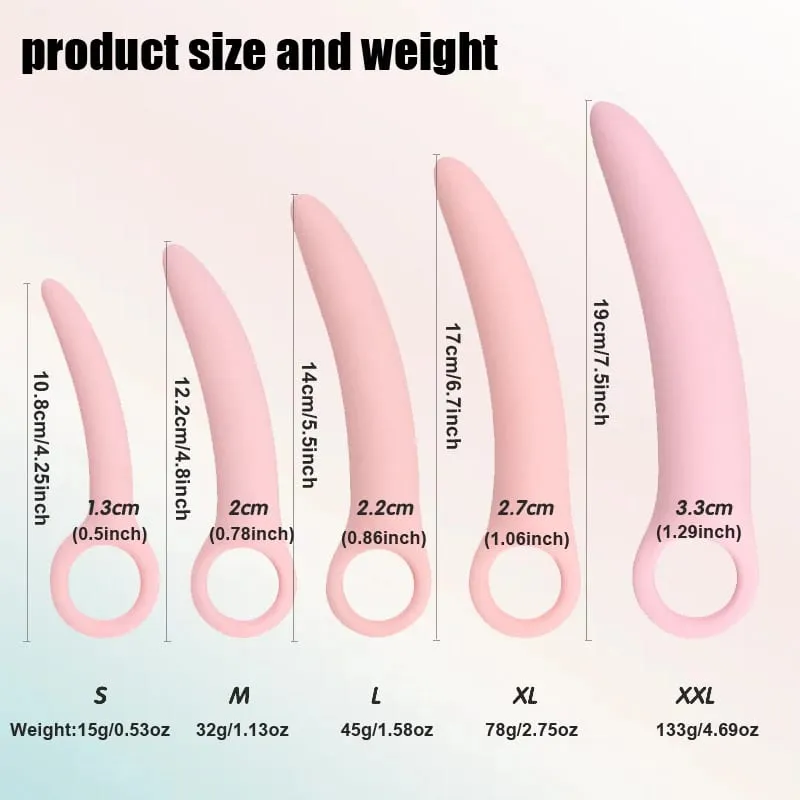 1 Set 5pcs Soft Silicone Small Ivory Pull Ring Vaginal Dilator Set Vaginismus Anal Plug toys Dilator Vagina Anal Sex Product