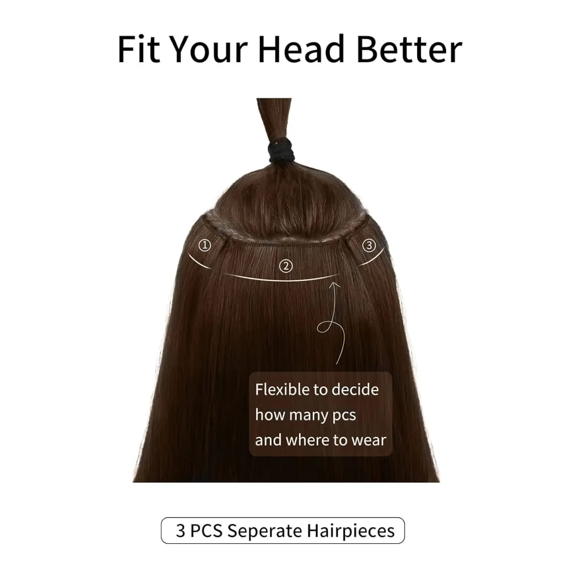 3PCS Thick Light brown Long Straight Set 24inch Synthetic Clip in Hair Extensions for Women — image 4