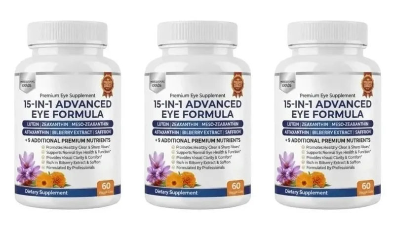 Premium 15-in-1 Advanced Eye Formula with Lutein Zeaxanthin Astaxanthin Bilberry & Saffron Supports Eye Wellness 60 Capsules — image 11