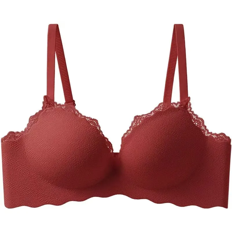 2025 Fashion Lace Thickened One-piece Seamless Push Up Lingerie Small Breast Gathering Comfortable Bra For Women — image 11