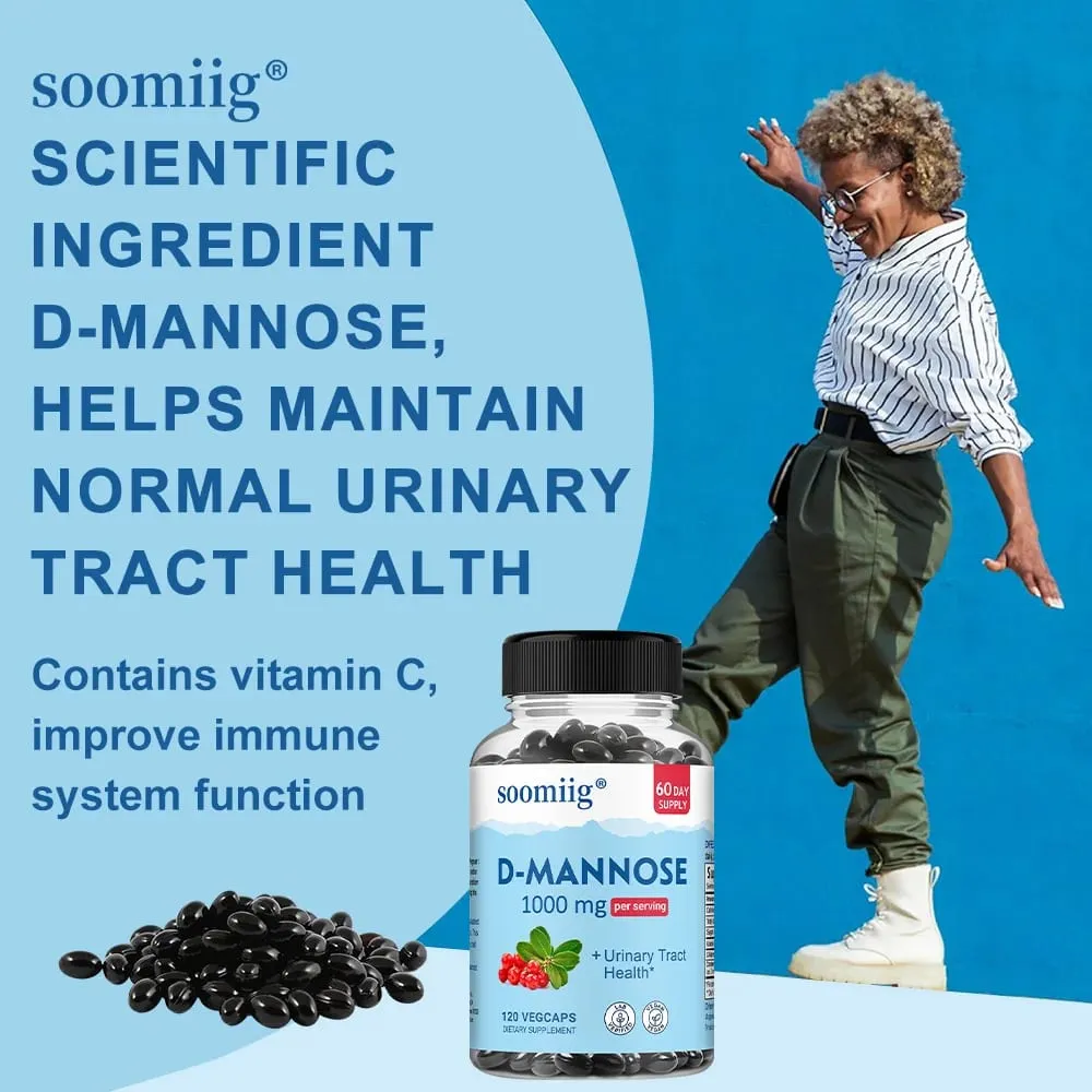 D-Mannose 1000mg Capsules with Cranberry - Supports Urinary Tract and Bladder Health Promotes Digestive Health - 120 Capsules — image 4