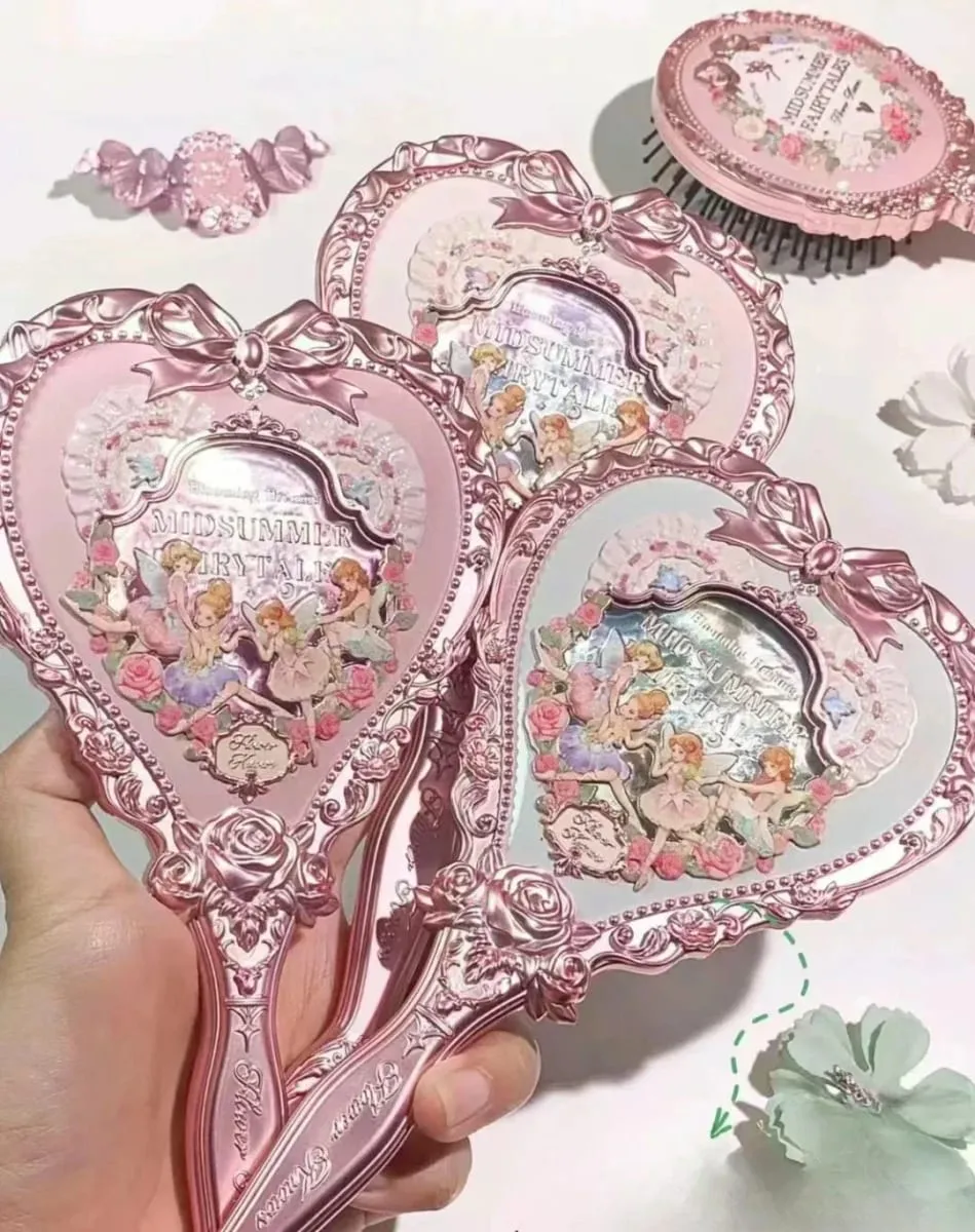 Flower Knows 手持ち化粧鏡 真夏の夜のストロベリーキューピッドバニー ガーデンレリーフ柄 限定カラーメイクツールキット