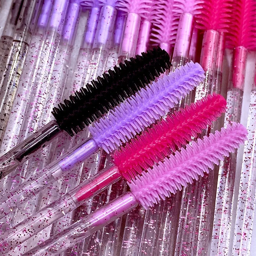 50/100 Pcs Silicone Crystal Mascara Wands Disposable Diamond Eyelash Brushes Comb Beauty Makeup Brush Tools for Women — image 1