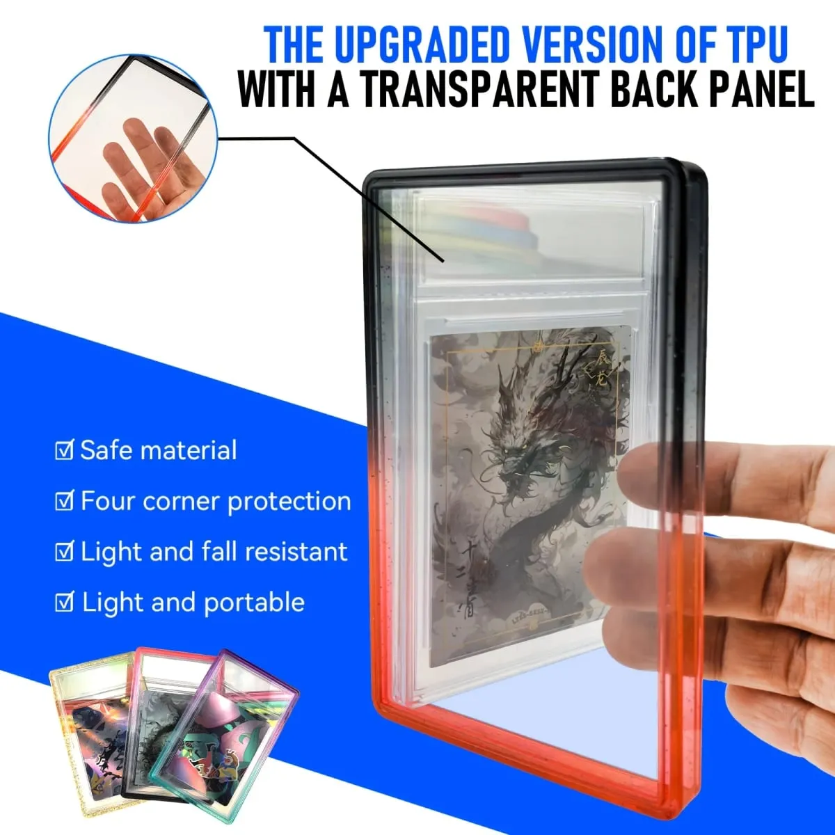 Glitter TPU Slab Bumper Guard Case Holder Protective Skin Display Sleeves with Clear Back for PSA 35PT Graded Trading Card