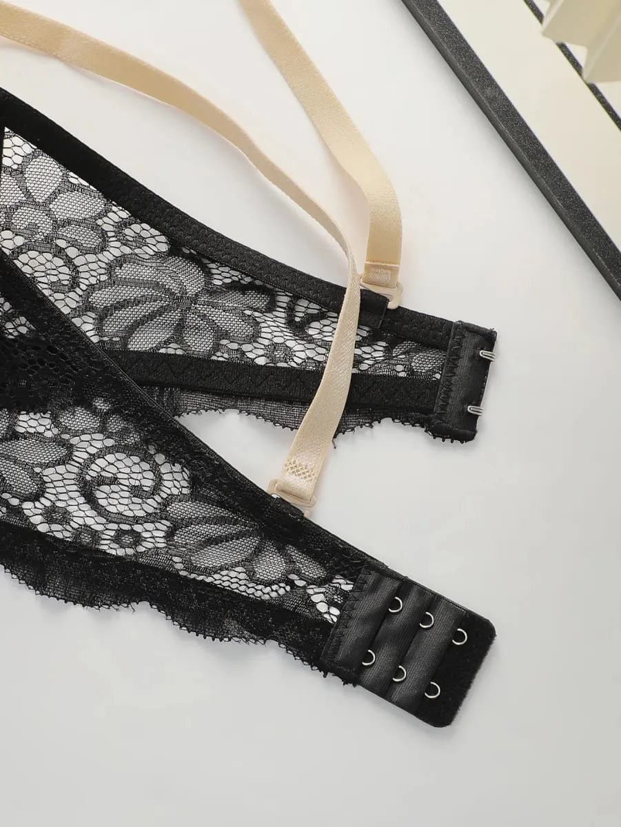 Women's sexy embroidered lace lingerie set with steel ring gathering push up daily casual close fitting bra set B2076 — image 5