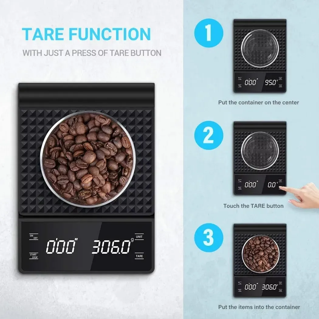 3kg/0.1g Precision Kitchen Scale with Timer-Digital Food Scale for Baking Cooking&Coffee Brewing (LCD Display Home Chef Tool) — image 2