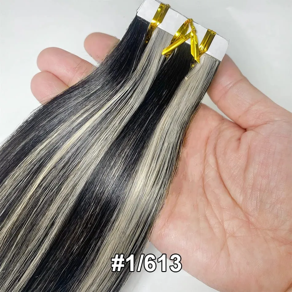 Full Shine Tape In 100% Remy Human Hair Straight Double Sided Blonde Comfortable Silky Natural Tape Ins For Women — image 19