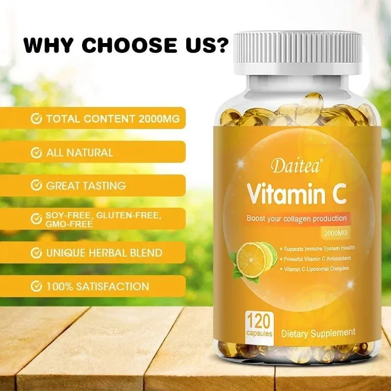Vitamin C 2000 Mg Promotes Collagen Production Vitamin C Liposomal Dietary Supplement Non-GMO and Gluten-Free Vegetarian — image 3