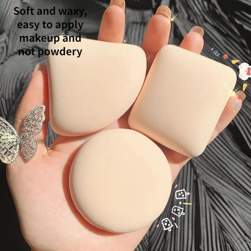5pcs Round Square Triangle Shape Makeup Sponge Puff Dry Wet Dual-use Soft Cotton Candy Air Cushion Foundation Powder Puff — image 2