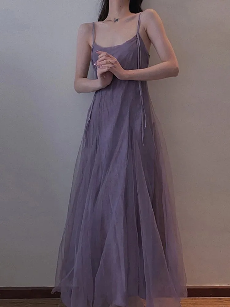 Vestido de malha roxa com efeito emagrecedor na altura do tornozelo com alça para mulheres plus size que esconde a barriga Vestido evasê estilo coreano... — image 3