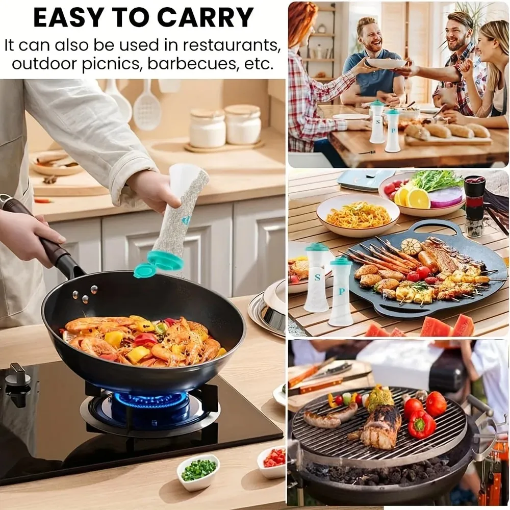 2pcs Large Salt & Pepper Shaker Set with Lids - Perfect for Home Kitchen Restaurant Outdoor and Camping — image 6