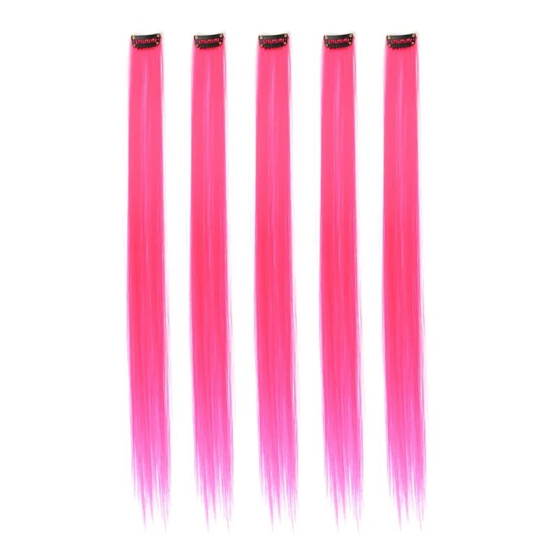 5pcs/set Colorful Clip In Synthetic Hair Extension Rainbow Long Straight Hairpieces For Women Girl Kids Y2K Style Daily Party — image 9